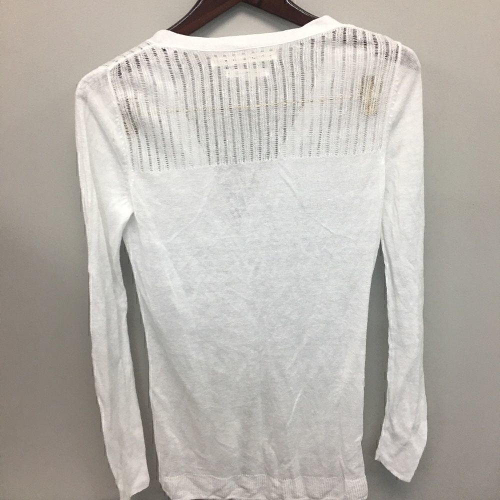 Max Studio | White Linen Button Front Cardigan | L - Picture 4 of 6